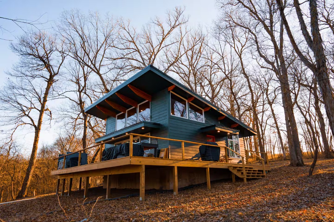 Cabin nestled in the trees