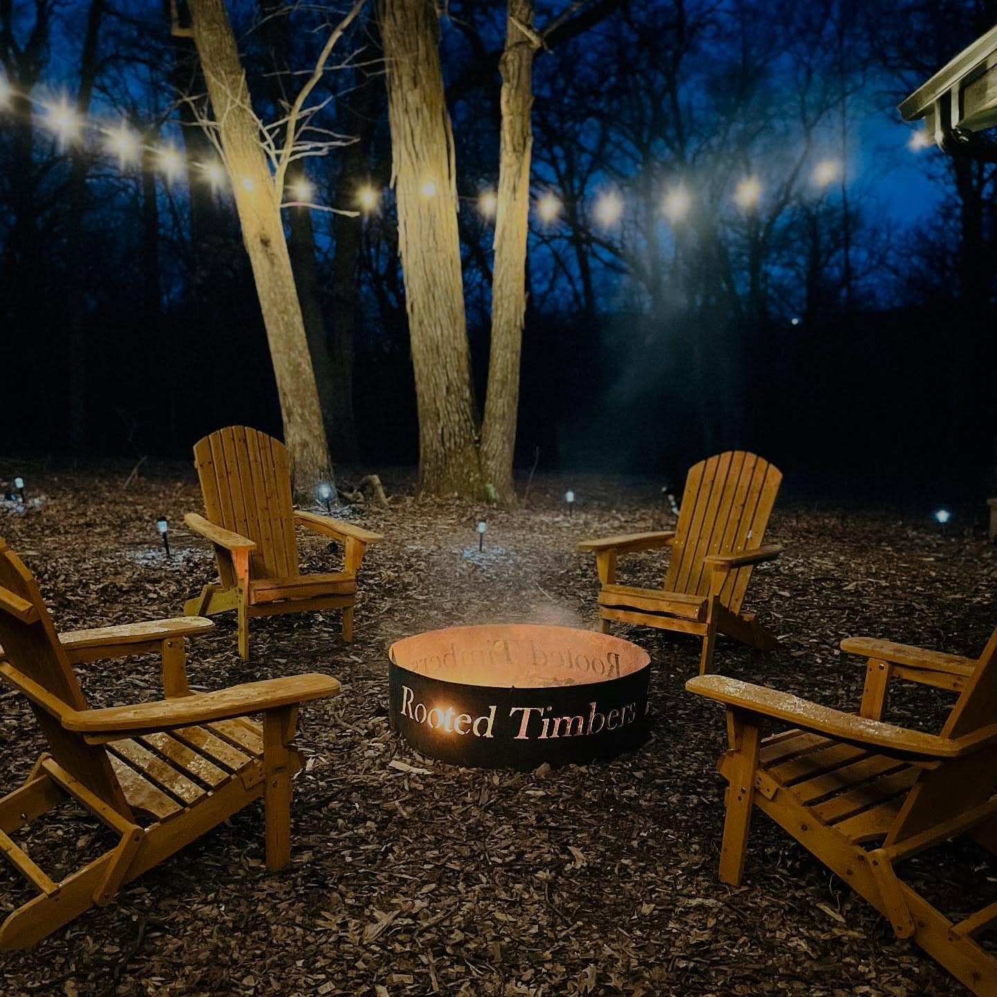 Stone fire pit gathering area